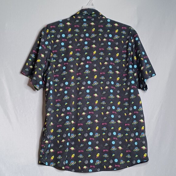 BUC-EE'S Shirt Mens XL Black Outer Space UFO ButtonUp Short Sleeve Casual Brand - Picture 2 of 7